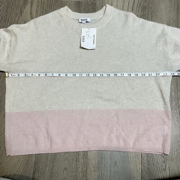 NWT  525 Contrast Pullover Light Pink Cream Cashmere Sweater - Picture 7 of 8